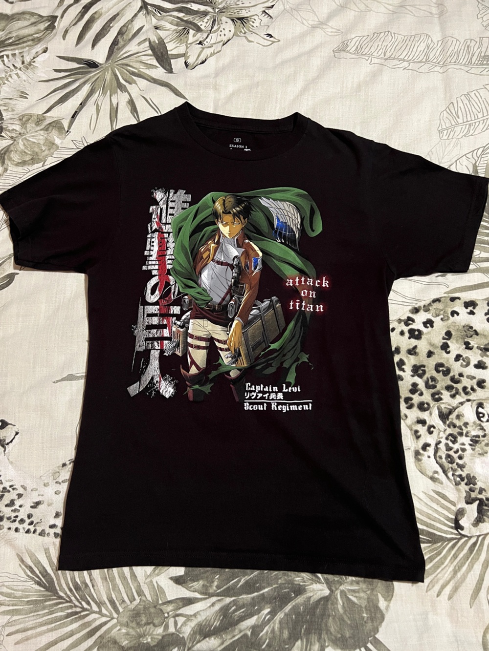 NWOT Attack on Titan Anime Captain Levi Ackerman Ripple Junction Short Sleeve